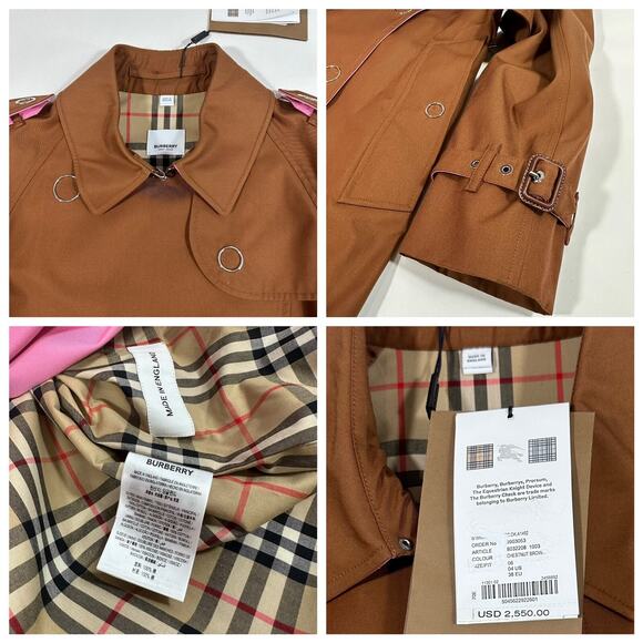 Burberry Wharfbridge Size US 4 Chestnut Brown Gabardine Trench Coat NWT $2550 - Picture 12 of 15